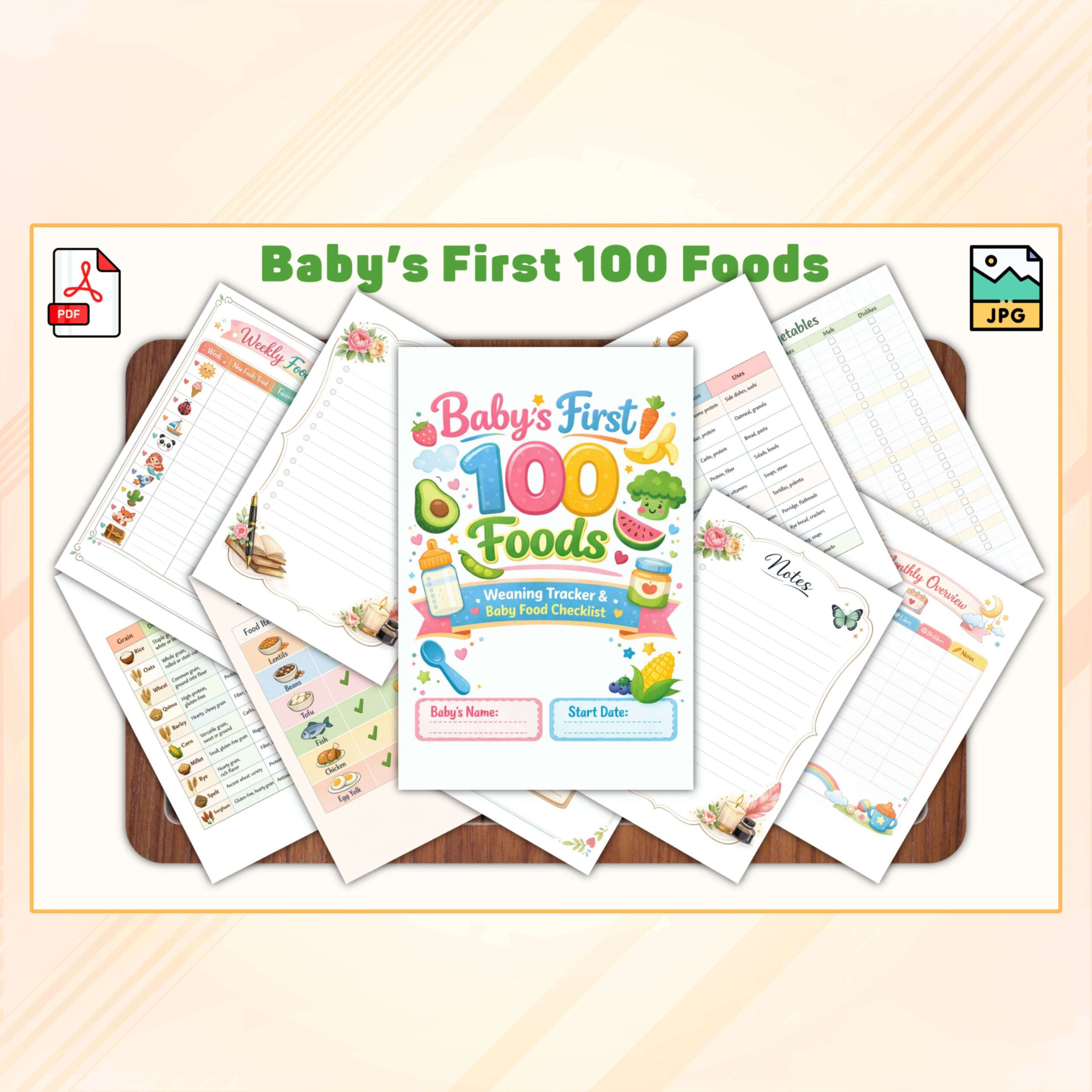 Baby’s First 100 Foods Printable PDF | Baby Food Tracker & Feeding Journal | Toddler Meal Planner | Instant Download - Image 2