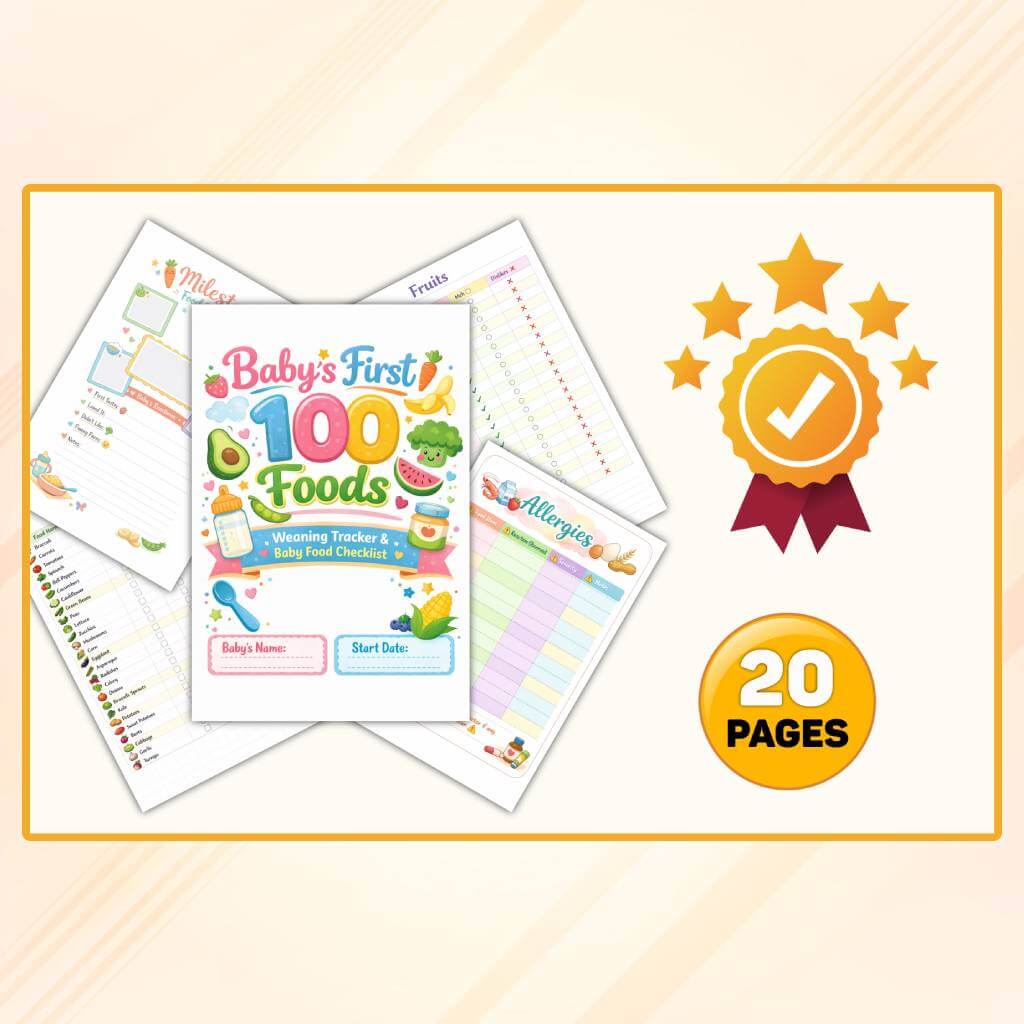 Baby’s First 100 Foods Printable PDF | Baby Food Tracker & Feeding Journal | Toddler Meal Planner | Instant Download - Image 3