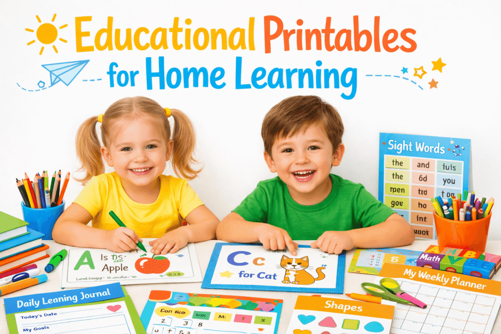 Educational Printables for Home Learning for Preschool and Kindergarten Kids