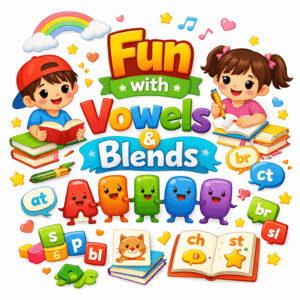 Fun with Vowels and Blends Workbook for Kids Printable PDF
