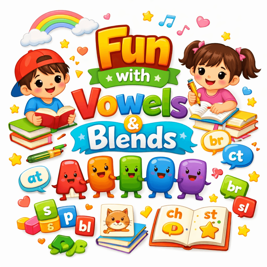 Fun with Vowels and Blends Workbook for Kids Printable PDF