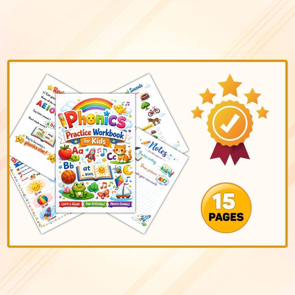 Phonics Practice Workbook for Kids Printable PDF | Preschool & Kindergarten Phonics Worksheets | Homeschool Learning Activities - Image 3