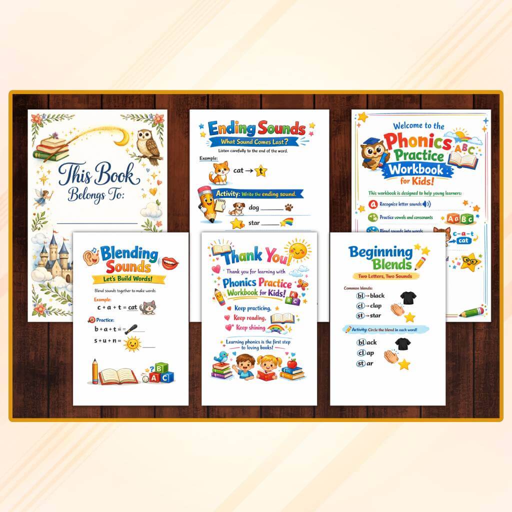 Phonics Practice Workbook for Kids Printable PDF | Preschool & Kindergarten Phonics Worksheets | Homeschool Learning Activities - Image 4